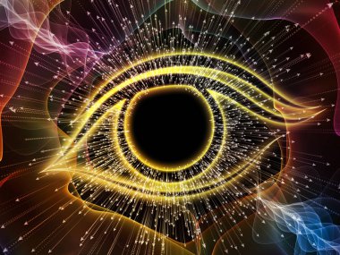 Bilgi serisi gözü. Bilim, eğitim ve modern teknoloji projeleri için göz simgesini ve ok patlama