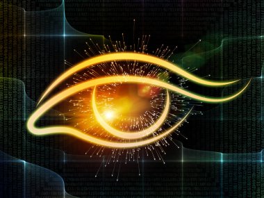 Bilgi serisi gözü. Göz simgesini ve ok Grafik bileşimi için bilim, eğitim ve modern teknoloji konu patlama