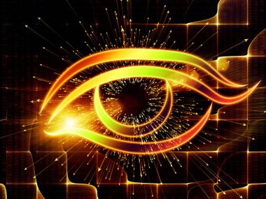 Bilgi serisi gözü. Göz simgesini ve ok Grafik bileşimi için bilim, eğitim ve modern teknoloji konu patlama