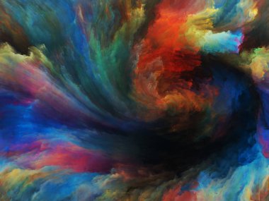 Girdap Döndürme ve Girdap serisi. Sanat, yaratıcılık ve hayal gücü konularında tuval üzerinde renk ve hareketin düzenlenmesi