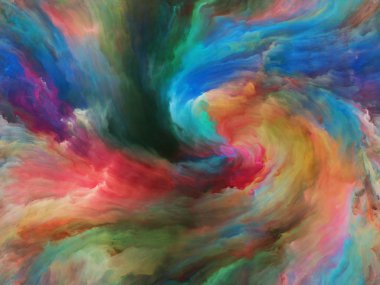 Girdap Döndürme ve Girdap serisi. Sanat, yaratıcılık ve hayal gücü konulu tuval üzerinde renk ve hareket arkaplanı
