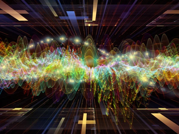 Wave Function Series Composition Colored Sine Vibrations Light Fractal Elements — Stock Photo, Image