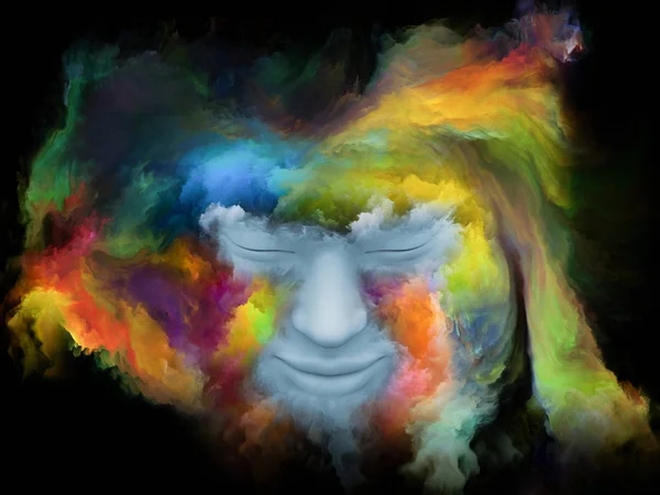 Mind Fog Series Rendering Human Face Morphed Fractal Paint Subject — Stock Photo, Image