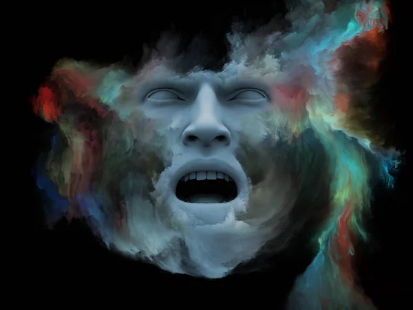 Mind Fog Series Rendering Human Face Morphed Fractal Paint Concept — Stock Photo, Image