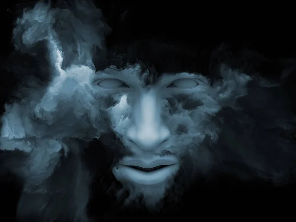 Серія Mind Fog Ілюстрація Людського Обличчя Фрактальною Фарбою Проектів Внутрішньому — стокове фото