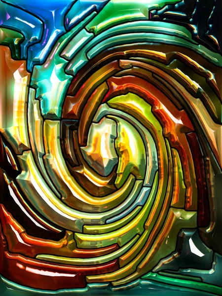 Spiral Twirl Series Artistic Abstraction Composed Stained Glass Swirl Pattern — Stock Photo, Image