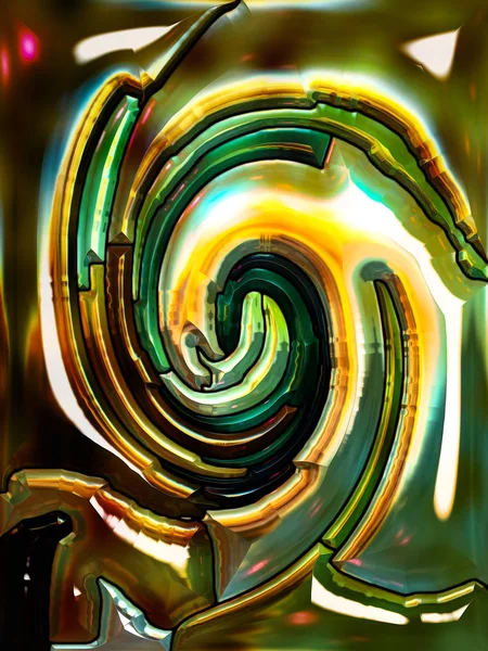 Serie Espiral Twirl Composición Del Patrón Remolino Vidrieras Fragmentos Color — Foto de Stock
