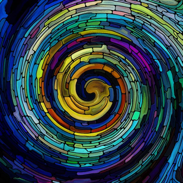 Spiral Twirl Series Composition Stained Glass Swirl Pattern Color Fragments — Stock Photo, Image