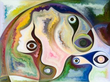 İç doku serisi. Zemin yüzler, renkler, Organik dokular, eğriler iç dünya, aşk, ilişkiler, ruh ve doğa konusundaki akan