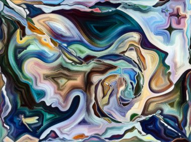 İç doku serisi. Sanatsal soyutlama oluşan yüzler, renkler, Organik dokular, eğriler iç dünya, aşk, ilişkiler, ruh ve doğa konusundaki akan