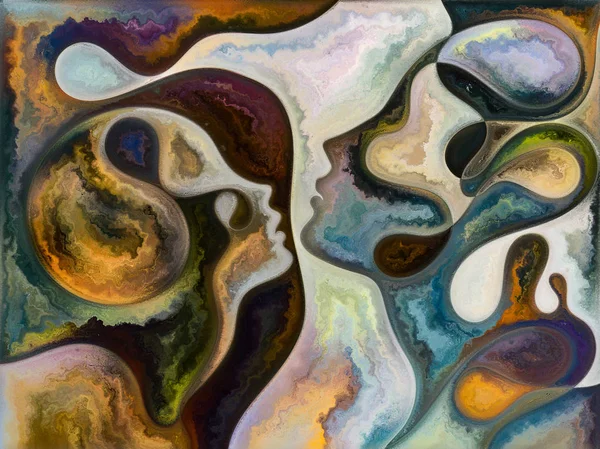 Innere Texturreihe Zusammenspiel Von Gesichtern Farben Organischen Texturen Fließenden Kurven — Stockfoto