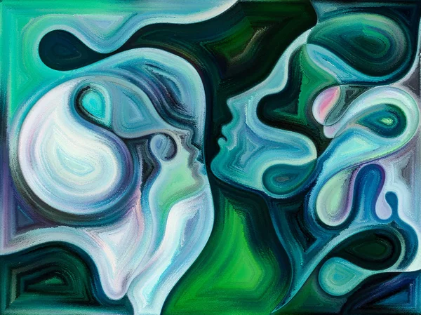 Relationships in Texture series. Abstract design made of people faces,  colors, organic textures, flowing curves on the subject of inner world, love, relationships, soul and Nature