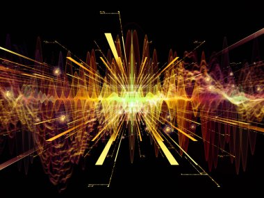 Dalga fonksiyonu serisi. Soyut renkli sinüs titreşimler, ışık ve ses ekolayzer, müzik konusunda fraktal öğeleri yapılmış tasarım spektrum ve kuantum olasılık