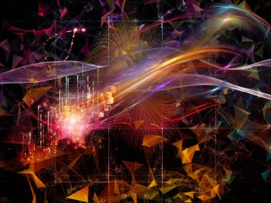 Dijital rüyalar serisi. Görsel olarak teknolojik altyapı ile sanal görselleştirme bileşenleri için kompozisyon hoş bilim, eğitim, bilgisayar ve modern teknoloji üzerinde çalışıyor