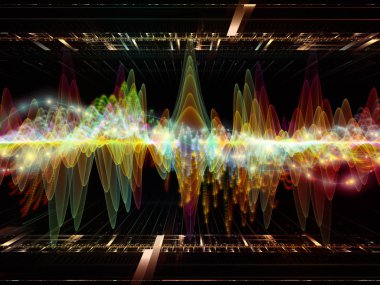 Dalga fonksiyonu serisi. Arka plan yapılmış renkli sinüs titreşimleri, ışık ve ses ekolayzer, projelerde birlikte kullanılması fraktal öğeleri için müzik spektrum ve kuantum olasılık
