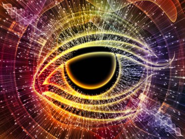 Bilgi serisi gözü. Bilim, eğitim ve modern teknoloji zemin tasarımı göz simgesini ve için patlama ok çalışır