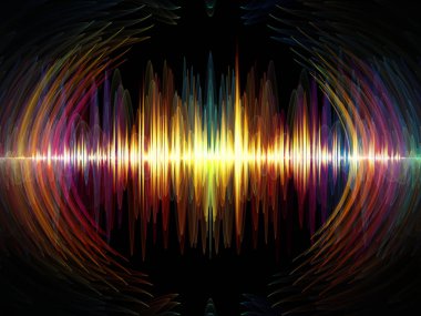 Dalga fonksiyonu serisi. Bileşimi renkli sinüs titreşimler, ışık ve ses ekolayzer, müzik projeleri için fon olarak hizmet etmek için fraktal öğeleri spektrum ve kuantum olasılık