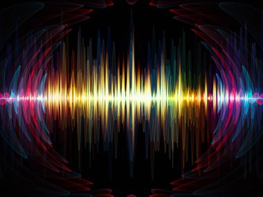 Dalga fonksiyonu serisi. Bileşimi renkli sinüs titreşimler, ışık ve ses ekolayzer, müzik projeleri için fon olarak hizmet etmek için fraktal öğeleri spektrum ve kuantum olasılık