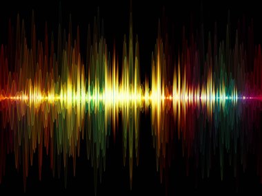 Dalga fonksiyonu serisi. Renkli sinüs titreşimlerin aranjman, ışık ve fraktal elemanları ses ekolayzer, projeler için fon olarak müzik spektrum ve kuantum olasılık