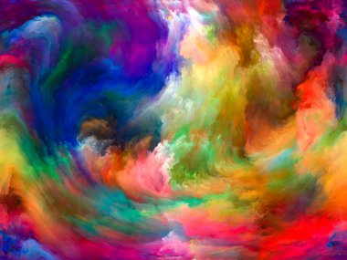 Soyut Renk serisi. Sanat, yaratıcılık ve hayal gücü konularında tuval üzerinde hareket halindeki renkli resimlerden oluşan soyut tasarım