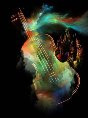 Müzik rüya serisi. Keman ve soyut renkli boya projeler üzerinde müzik aletleri, melodi, ses, performans sanat ve yaratıcılık için uygun aranjman