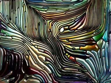 Renkli desen serisi. Kurşunlu cam dizaynının grafiksel kompozisyonu Doğa, güzellik ve ruhani konular için Art Nouveau 'yu anımsatıyor.