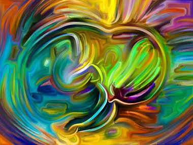 İç geometri serisi. Karma gravür ve suluboya tarzı, insan ruhunun, iç drama, sanat, şiir ve Maneviyat konuda işlenen insan formu