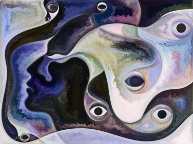 İç doku serisi. Yüzler, renkler, Organik dokular, eğriler uygun iç dünya, aşk, ilişkiler, ruh ve doğa ile ilgili projelerde akan soyut kompozisyon