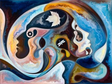 İç Doku serisi. Yüzlerin, renklerin, organik dokuların düzenlenmesi, iç dünya, aşk, ilişkiler, ruh ve doğa konularındaki akış eğrileri.