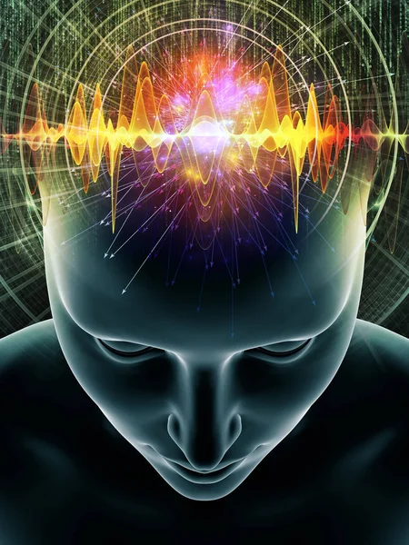 Seria Mind Waves Compoziția Abstractă Ilustrației Capului Uman Simbolurilor Tehnologice — Fotografie, imagine de stoc