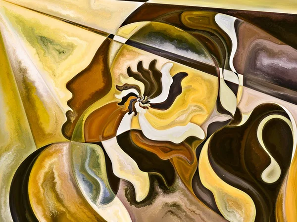 Human Texture series. Abstract design made of human face, rich colors, organic textures, flowing curves on the subject of inner world, mind, soul and Nature