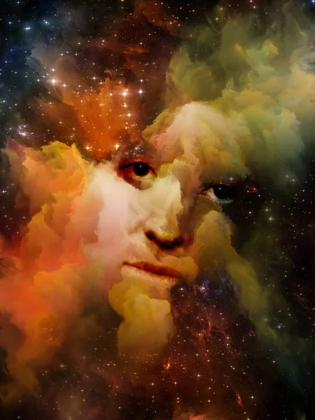 Kommer Universum Kom Ihåg Oss Serien Sammansättningen Kvinnans Ansikte Nebulosa — Stockfoto