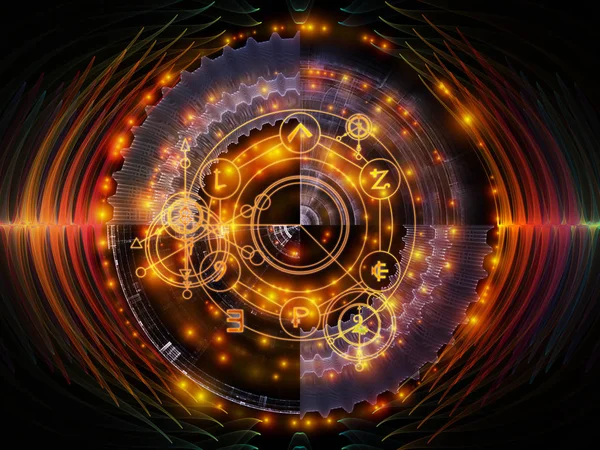 Astral Glow Series Arrangement Sacred Geometry Lines Astrology Symbols Lights — Stock Photo, Image