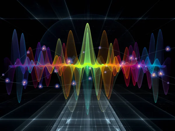 Wave Functie Serie Achtergrond Van Gekleurde Sinus Trillingen Licht Fractal — Stockfoto