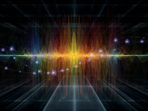 Wellenfunktionsreihe Hintergrund Aus Farbigen Sinusschwingungen Licht Und Fraktalen Elementen Zur — Stockfoto