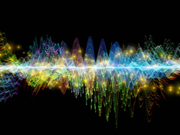 Wave Function series. Background design of colored sine vibrations, light and fractal elements on the subject of sound equalizer, music spectrum and  quantum probability