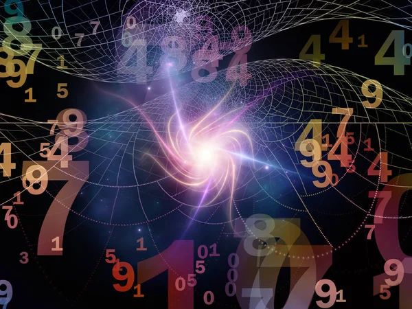 Matematik Reality Serien Bakgrundsdesign Siffror Lampor Och Fraktala Mönster Ämnet — Stockfoto