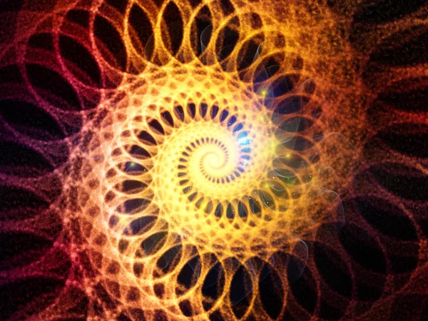 Arrangement Glowing Golden Spiral Patterns Lights Subject Education Science — Stock Photo, Image