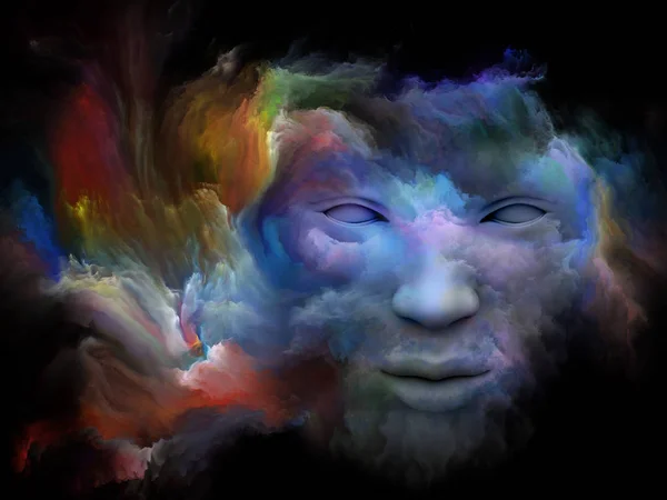 Série Mind Fog Rendu Visage Humain Transformé Avec Peinture Fractale — Photo