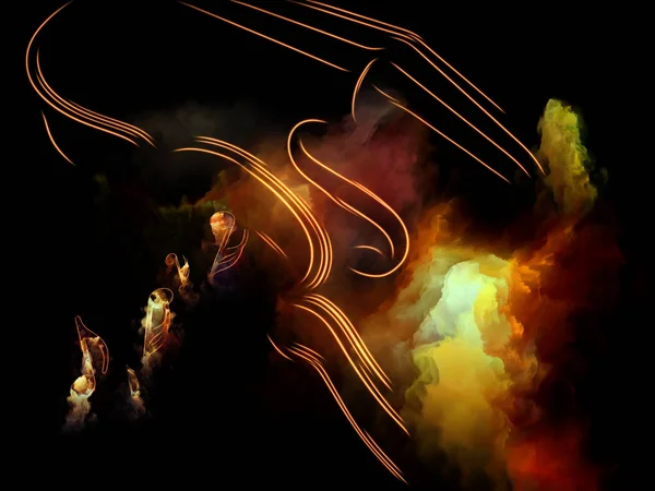 音乐梦系列 小提琴与抽象彩色颜料的抽象编排适合于乐器 表演艺术和创造力项目 — 图库照片