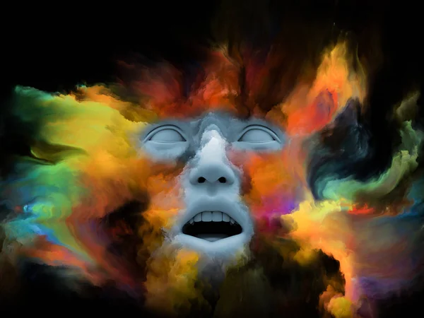 Серия Игр Mind Fog Рендеринг Выполненный Человеческого Лица Фрактальной Краской — стоковое фото