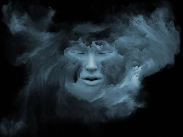 Mind Fog Series Rendering Human Face Morphed Fractal Paint Suitable — Stock Photo, Image