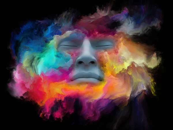 心雾系列 用分形绘画描绘的人脸在内心世界 创造力 想象力和人类心智中的构成 — 图库照片