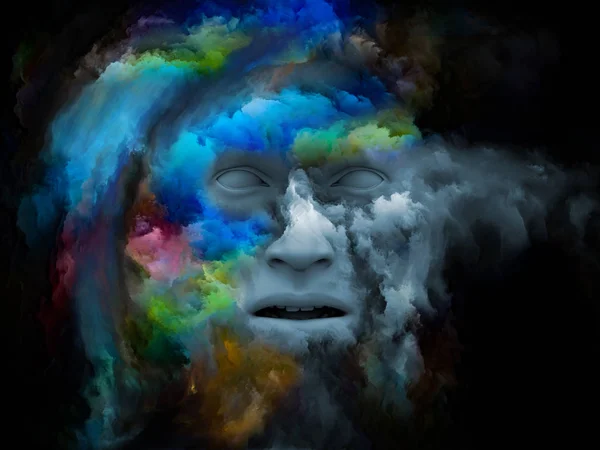 Série Mind Fog Composition Rendu Visage Humain Façonné Avec Peinture — Photo