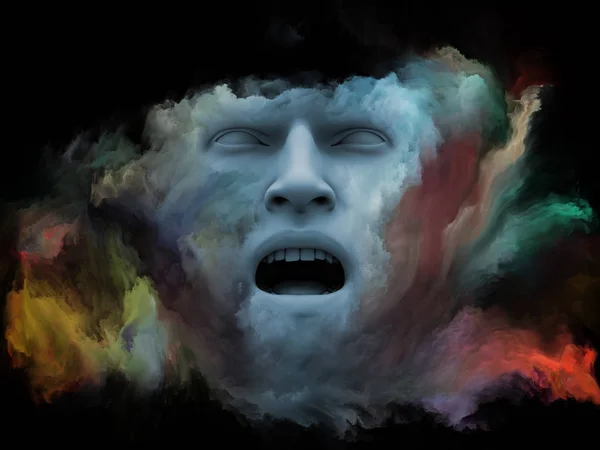 Серія Mind Fog Візуалізація Людського Обличчя Фрактальною Фарбою Концептуальної Метафори — стокове фото