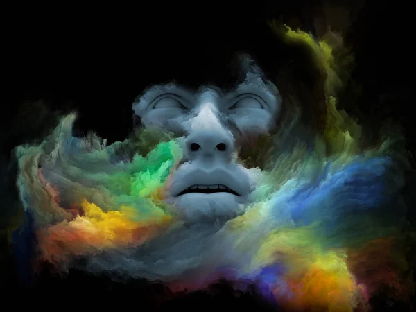 Przeszkadza Mgła Serii Artystyczny Abstrakcja Renderowania Ludzką Twarzą Przekształcone Farba — Zdjęcie stockowe