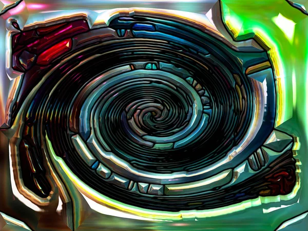 Серия Спиральных Вращений Абстрактный Дизайн Выполненный Витражного Стекловолокна Цветовыми Фрагментами — стоковое фото