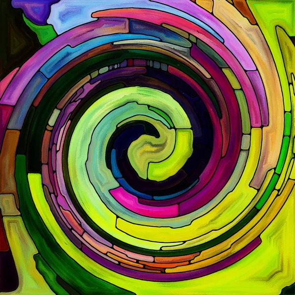 Спіральна Серія Twirl Композиція Вітражний Вихровий Візерунок Кольорових Фрагментів Метафоричним — стокове фото