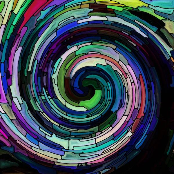 Serie Espiral Twirl Composición Fondo Del Patrón Remolino Vidrieras Fragmentos —  Fotos de Stock