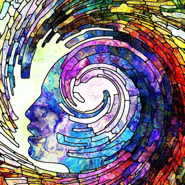 Serie Espiral Twirl Diseño Compuesto Vidrio Colores Patrón Remolino Fragmentos —  Fotos de Stock